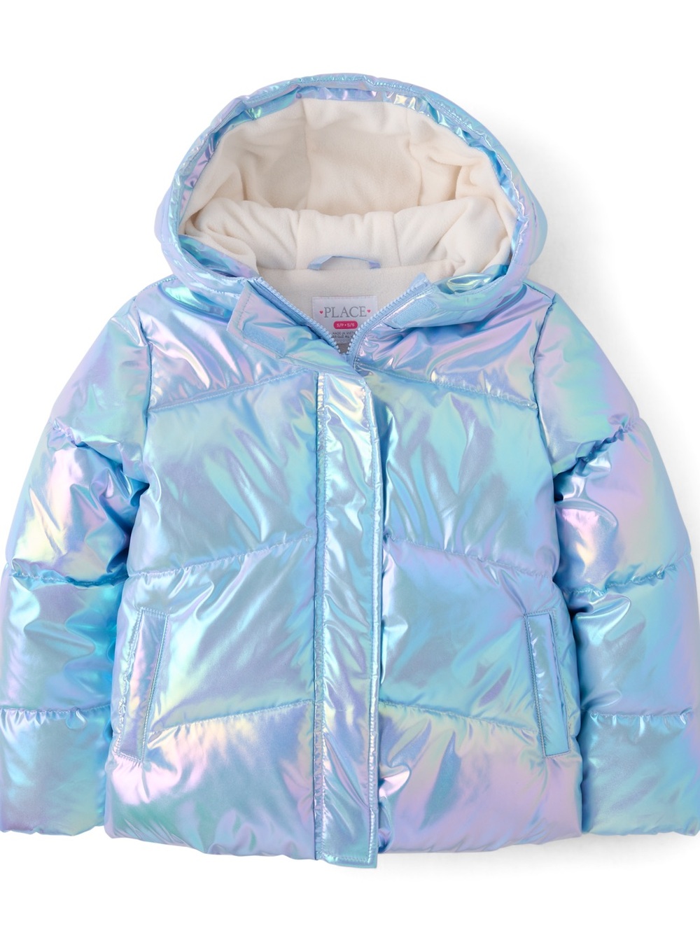 The Children's Place Iridescent Light Blue Puffer Jacket with Hood